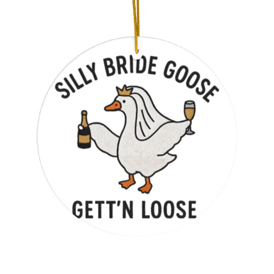 Embroidered Silly Goose Bride Funny Goose Lover Ceramic Ornaments