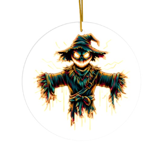 Neon Scarecrow – Haunted Harvest Glow Ceramic Ornaments