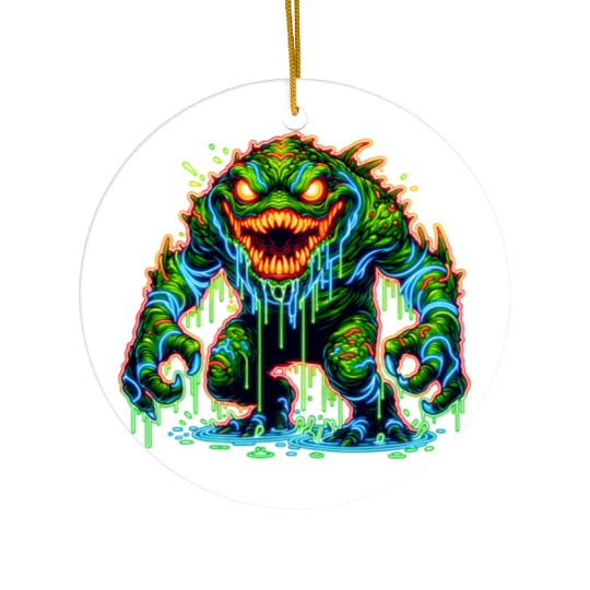 Neon Swamp Beast – Toxic Terror Ceramic Ornaments