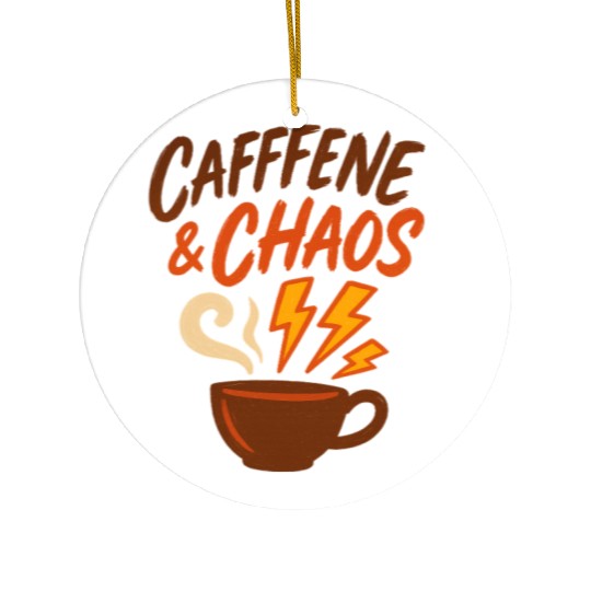 Caffeine & Chaos – Coffee Lovers Unite Ceramic Ornaments