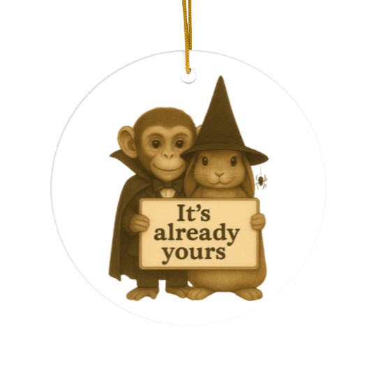It's Already Yours - Witch Bunny & Vampire Monkey Ceramic Ornaments
