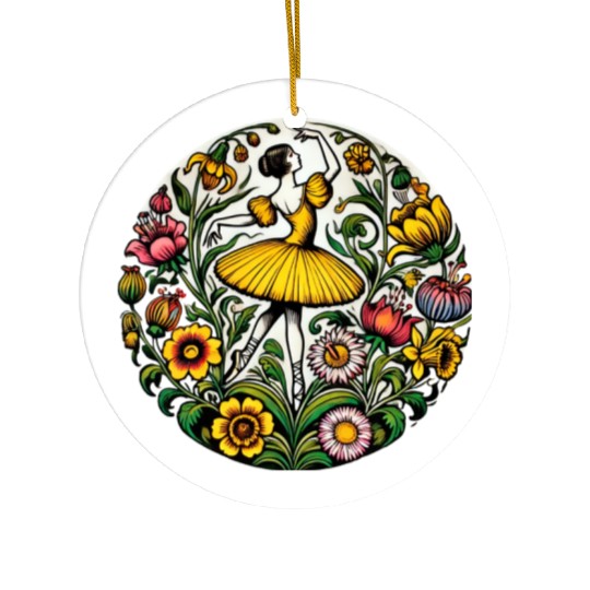 Yellow Ballerina Ceramic Ornaments
