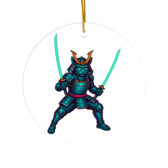 Legendary Samurai Cat – Epic Warrior Design” Ceramic Ornaments
