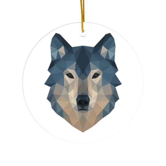 Geometric Wolf Face – Bold Abstract Wild Animal Ar Ceramic Ornaments