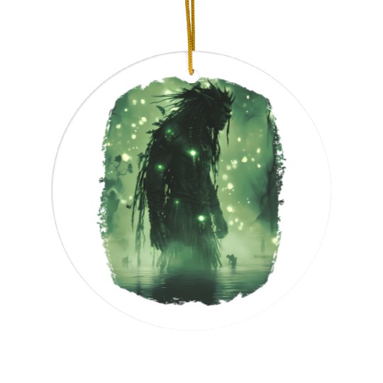 Swamp Demon with Glowing Aura and Haunt Magic Ceramic Ornaments
