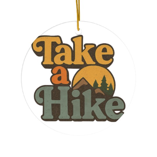 Take A Hike Retro Mountain Ceramic Ornaments