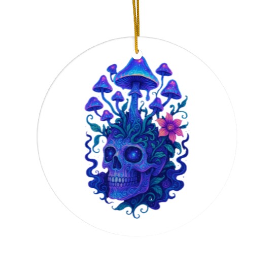 Fungi Mind - Trippy Skull Bloom Ceramic Ornaments