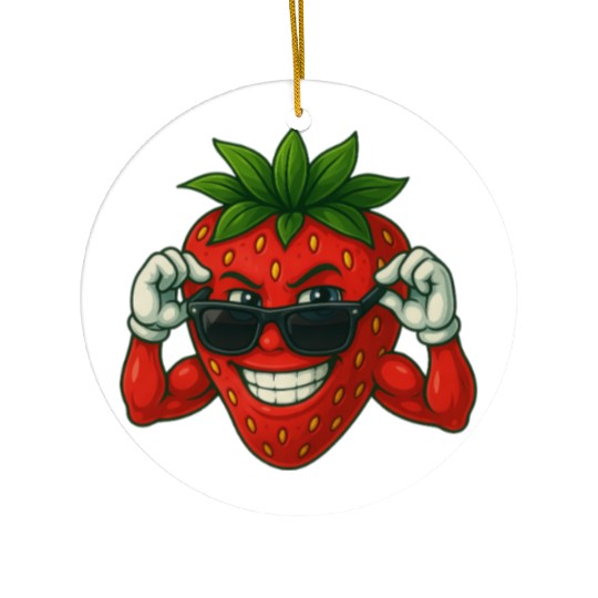 Cool strawberry with sunglasses in summer Ceramic Ornaments