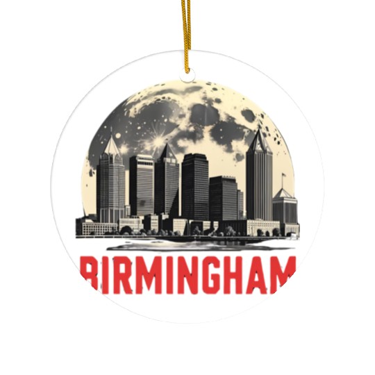 Birmingham City Albm Skyline Full Moon Ceramic Ornaments