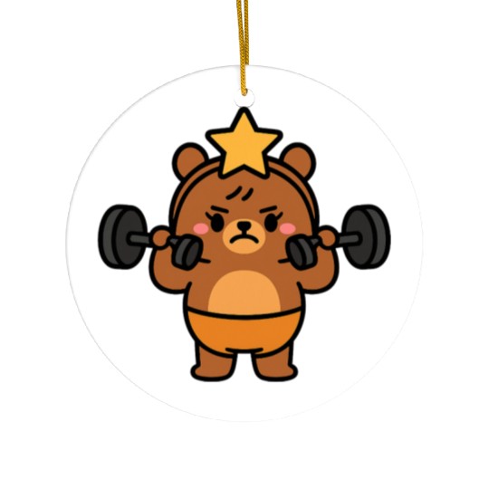 Built Different Bear Quirky Workout Character Ceramic Ornaments