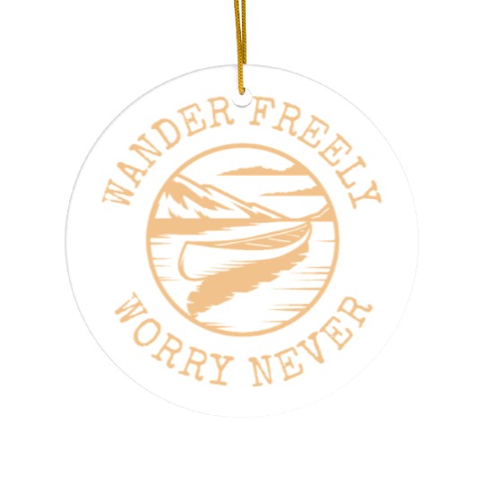 Wander Freely Worry Never Canoe On Lake Ceramic Ornaments