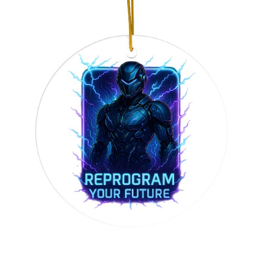 Reprogram Your Future – Futuristic Cyberpunk Robot Ceramic Ornaments