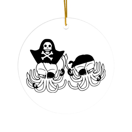 Two octopus pirate sailing crew captain privateer Ceramic Ornaments