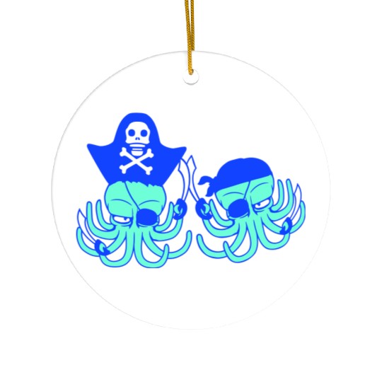 Two octopus pirate sailing crew captain privateer Ceramic Ornaments