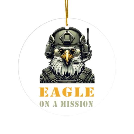 Military Eagle In Mission Ceramic Ornaments
