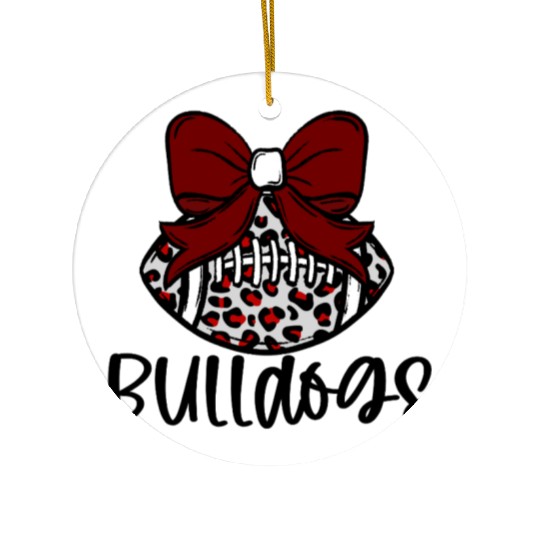 Coquette Bow Leopard Football Ceramic Ornaments