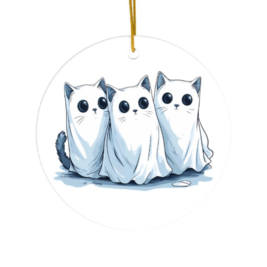 Funny Ghost Cat Ceramic Ornaments