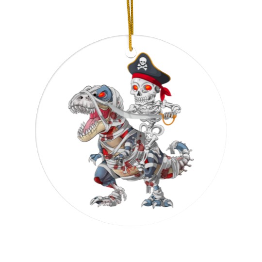 Halloween Mummy T rex Pirate Skeleton Trick Treat Ceramic Ornaments
