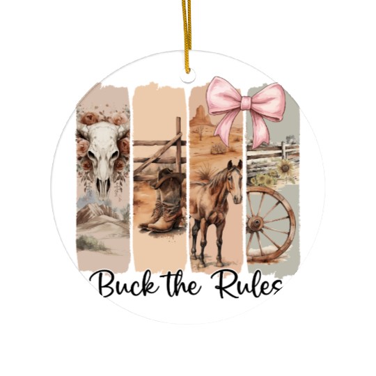 Funny Western Brushstroke Buck The Rules Ceramic Ornaments
