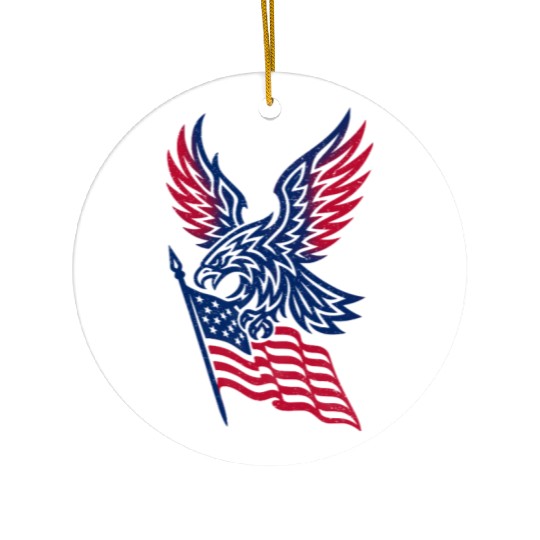 Patriotic Eagle with USA Flag 4th of July Ceramic Ornaments