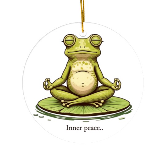 Funny Zen Frog Meditating on Lily Pad – Yoga Ceramic Ornaments