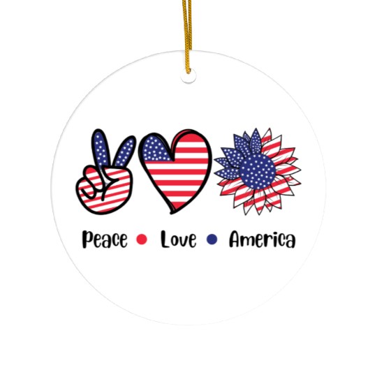 Peace Love America Ceramic Ornaments