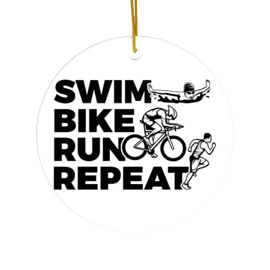Swim Bike Run Repeat Ceramic Ornaments