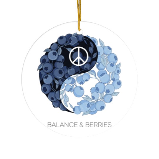 Balance & Berries – Yin Yang Blueberry Peace Desig Ceramic Ornaments
