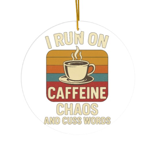 Caffeine Chaos Retro Design Ceramic Ornaments