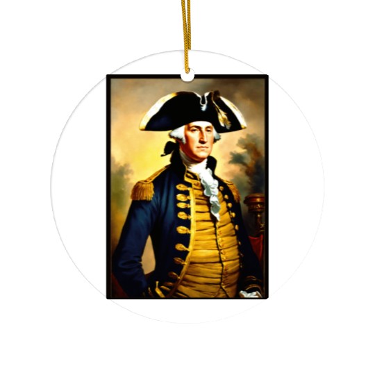 George Washington in revolutionary bttlefield a Ceramic Ornaments