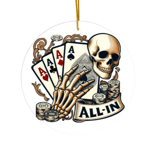 Casino Cards Gambling Skeleton Hand Gothic Ceramic Ornaments