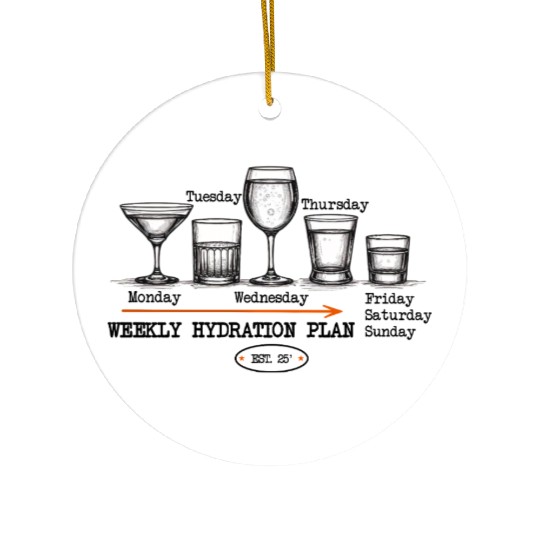 Funny Drinking Schedule Cocktail Humor Gift Ceramic Ornaments