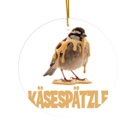 Käsespätzle Sparrow Delight With Cheesy Drizzle Ceramic Ornaments