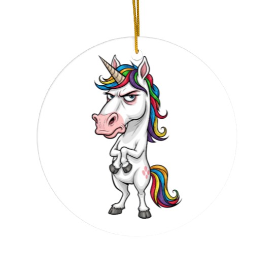 Moody Rainbow Unicorn: Not Today! Ceramic Ornaments