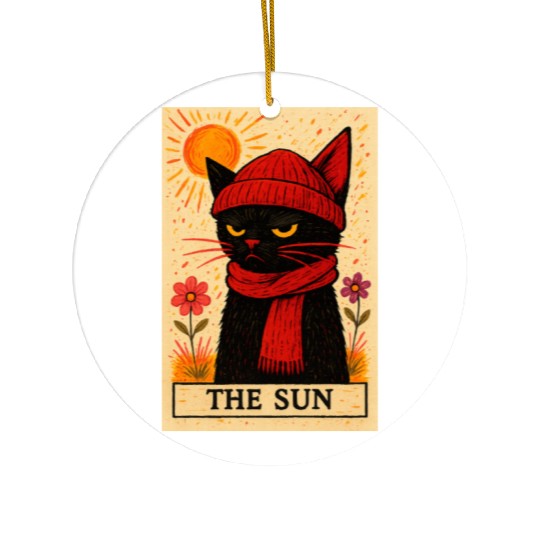 Grumpy Cat Tarot Card The Sun Ceramic Ornaments