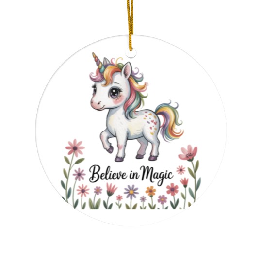 Believe in Magic – Cute Rainbow Unicorn Fantasy Ceramic Ornaments