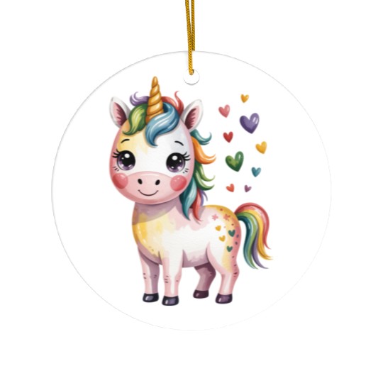 Believe in Magic – Cute Rainbow Unicorn Fantasy Ceramic Ornaments