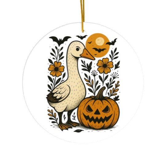 Goose Halloween Fall Silly Goose Boho Flower Ceramic Ornaments