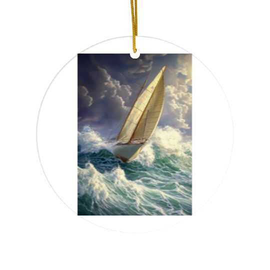 Wild Sailing Through the Storm Ceramic Ornaments