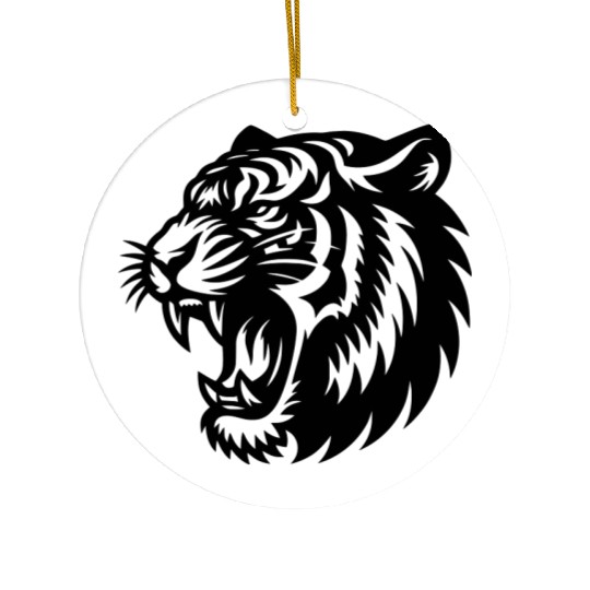 Roaring Tiger Outline Ceramic Ornaments