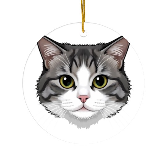 Realistic Cat Face – Feline Charm in Every Detail Ceramic Ornaments