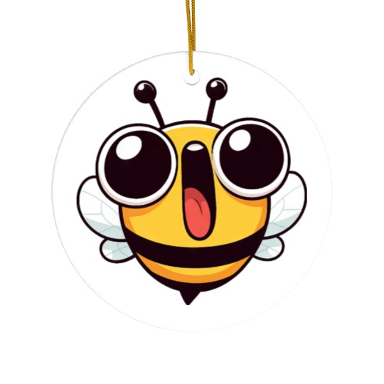 Euphoric bee meme cartoon face joy insect Ceramic Ornaments
