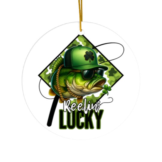 Reelin' Lucky Bass Fish Ceramic Ornaments