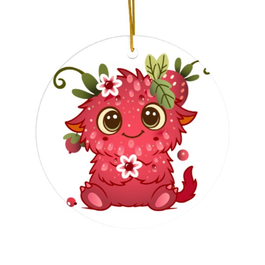 Cute Monster in Raspberry Design Ceramic Ornaments
