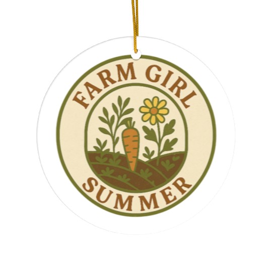 Farm Girl Summer Circle Ceramic Ornaments