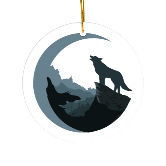 Wolf Moon Silhouette Ceramic Ornaments