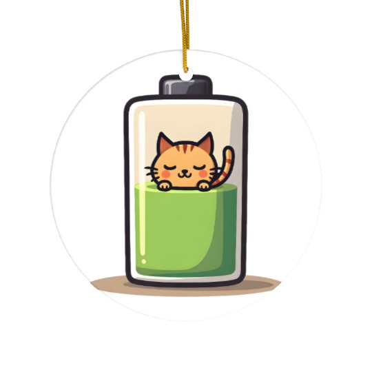 Cat Nap Battery Ceramic Ornaments
