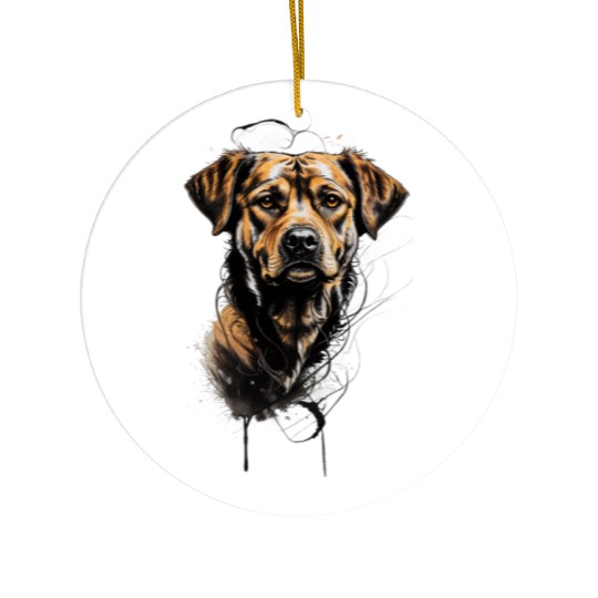 Realistic German Shepherd Portrait Ceramic Ornaments