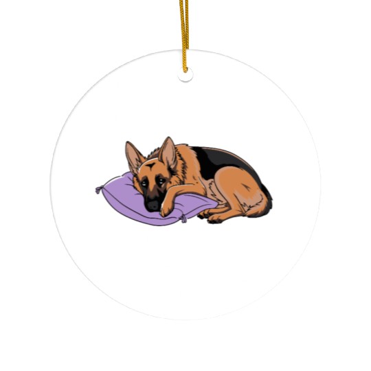 German Shepherd Steals Heart and Bed Ceramic Ornaments