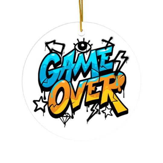 Graffiti Style Game Over Typography Ceramic Ornaments